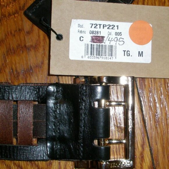 $495 D Squared woven leather double prong brown belt main image 9